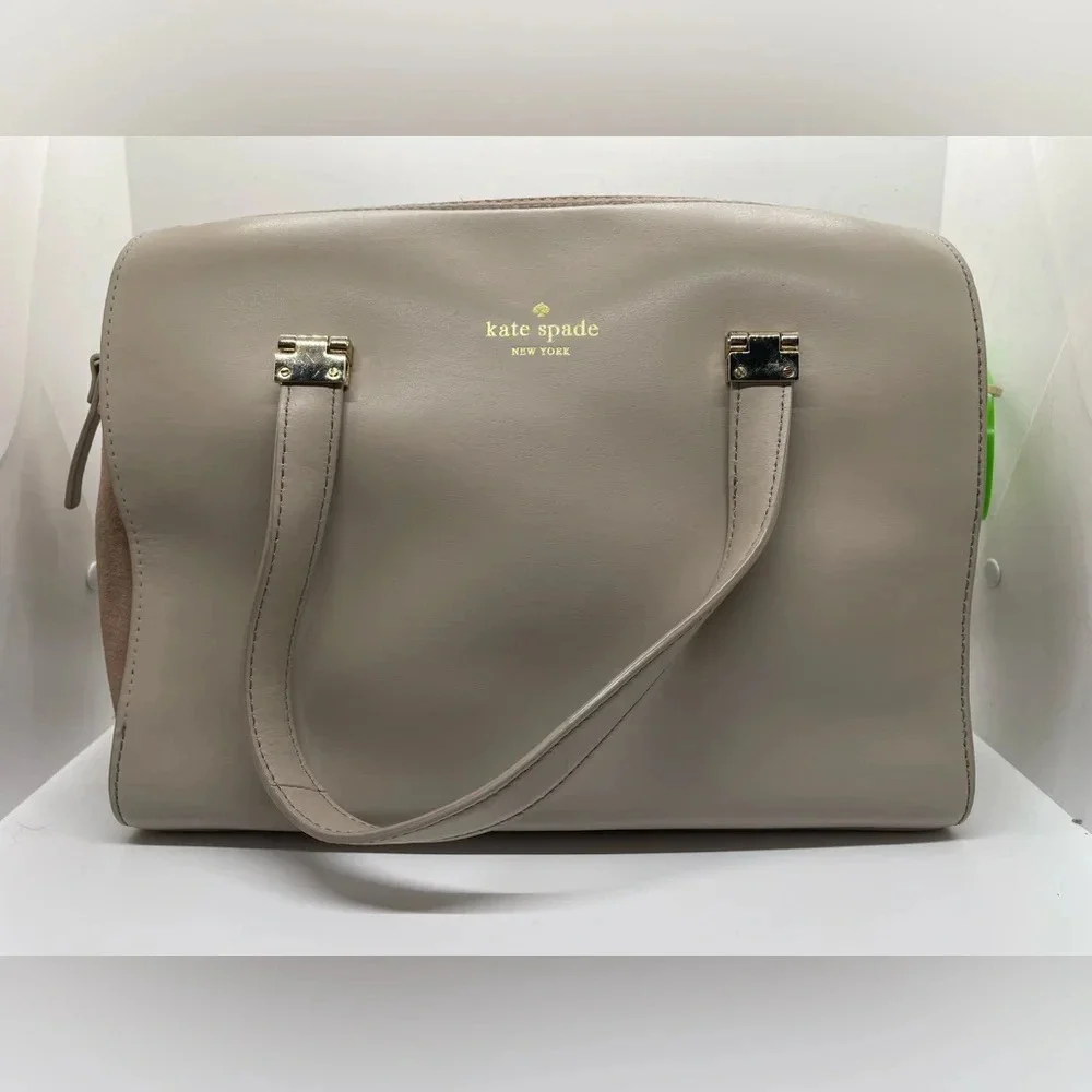 KS238263 Kate Spade Parker Street Allena Tan Leather Suede Satchel - Picture 1 of 8
